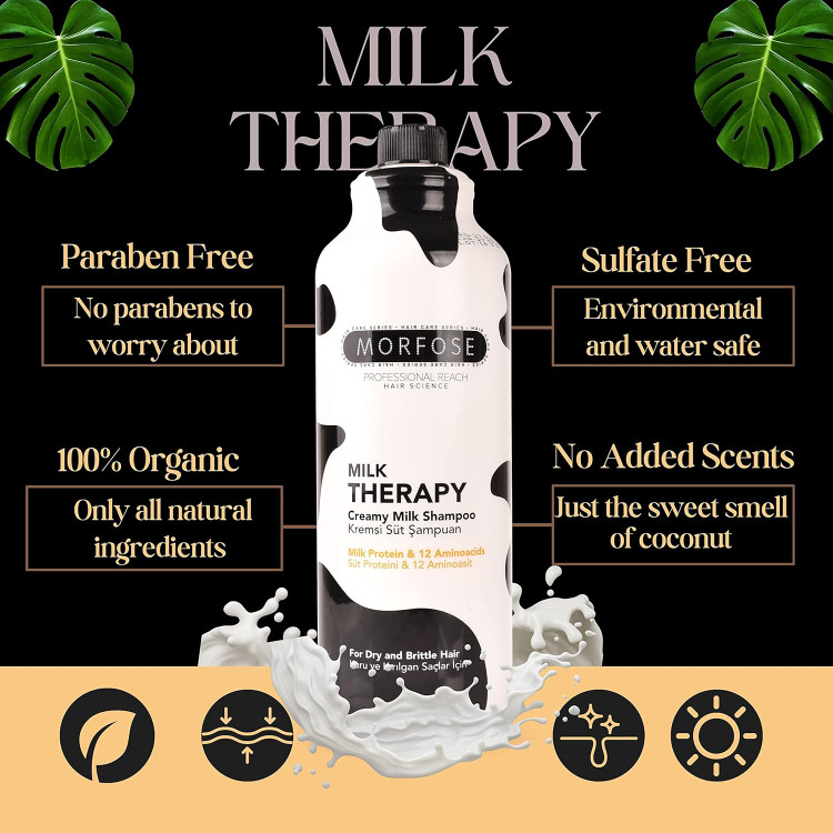 شامپو مو شیر تراپی مدل Milk Therapy مورفوس 1 لیتر