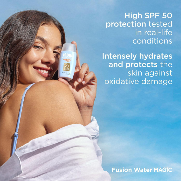 ضدآفتاب بی رنگ ایزدین فیوژن واتر Isdin Fusion Water Magic SPF50 حجم 50 میلی لیتر