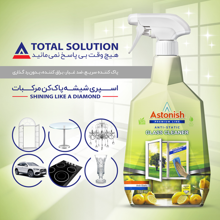 مایع شیشه پاک کن استونیش مدل Anti-Static سری Premium حجم 750 میلیلیتر