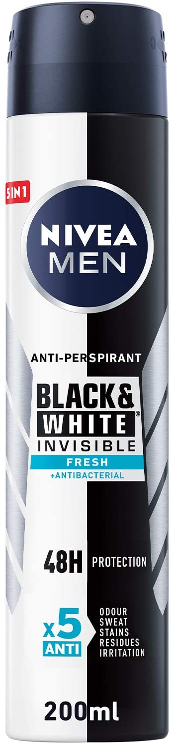 اسپری ضد تعریق نیوا Nivea مردانه مدل Black White Invisible Fresh حجم 200 میل