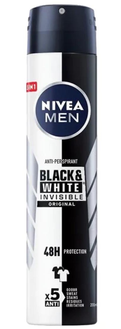 اسپری ضد تعریق مردانه نیوآ مدل Black & White Invisible Original حجم 200 میل
