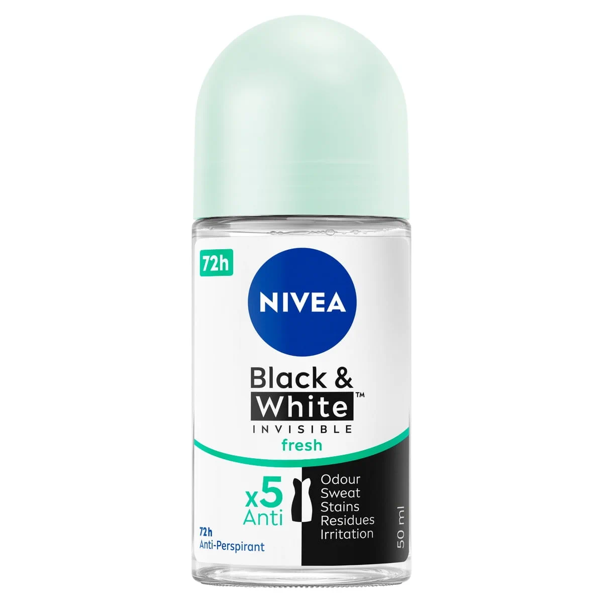 مام رولی نیوا Nivea زنانه مدل Black and White Invisible Fresh حجم 50 میل