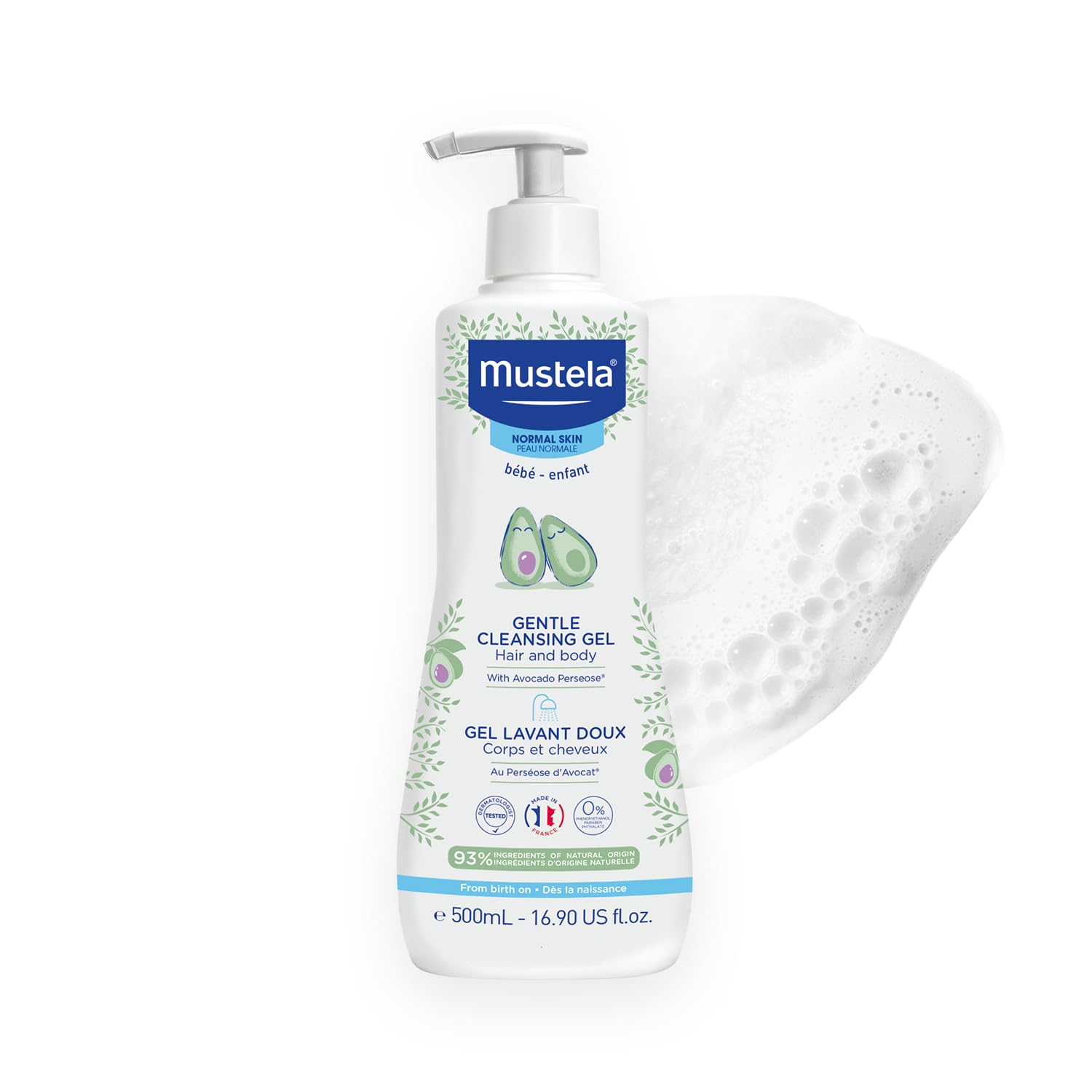 ژل شستشو دهنده سر و بدن کودک Mustela مدل ملایم حجم 500 میلی لیتر