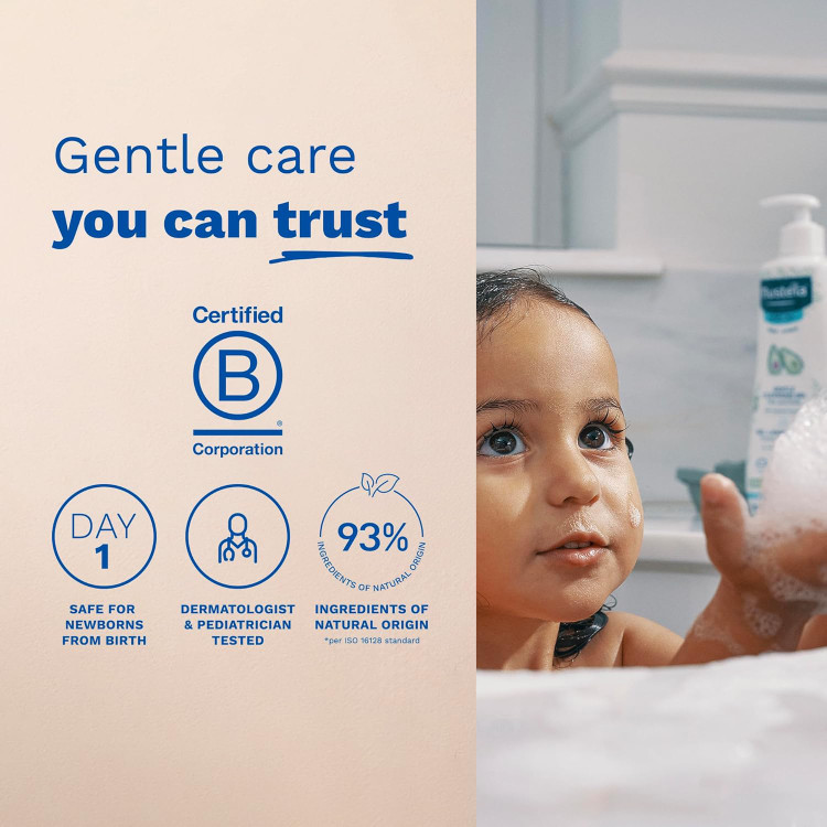 ژل شستشو دهنده سر و بدن کودک Mustela مدل ملایم حجم 500 میلی لیتر