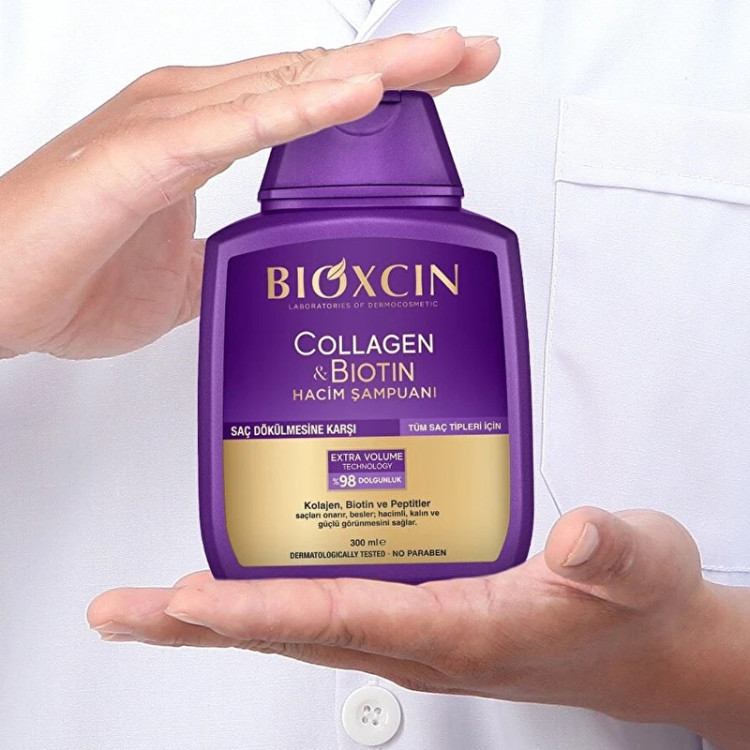شامپو تقویت کننده و ضد ریزش مو بیوکسین مدل Collagen & Biotin حجم 300 میلیلیتر