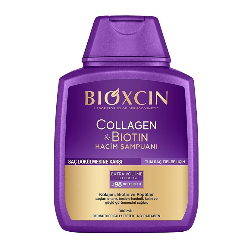 شامپو تقویت کننده و ضد ریزش مو بیوکسین مدل Collagen & Biotin حجم 300 میلی‌لیتر