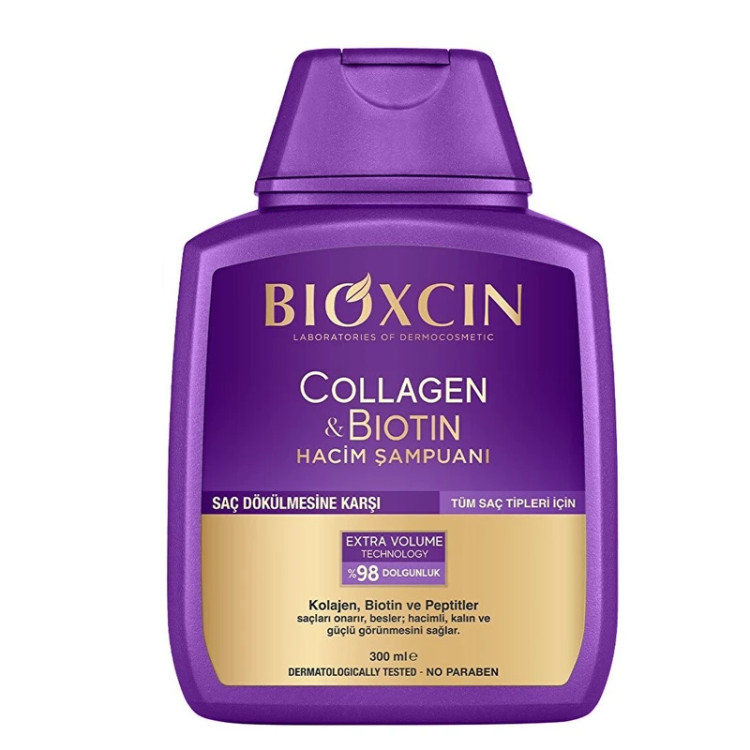 شامپو تقویت کننده و ضد ریزش مو بیوکسین مدل Collagen & Biotin حجم 300 میلیلیتر