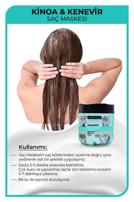 ماسک مو مورفوس Kinoa & Kenevir ترمیم و آبرسانی موهای خشک و آسیبدیده ۵۰۰ میل