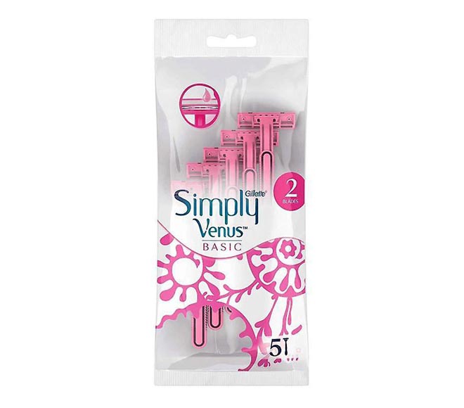 خودتراش زنانه ژیلت ونوس 2 لبه مدل Simply Venus Basic بسته 5 عددی