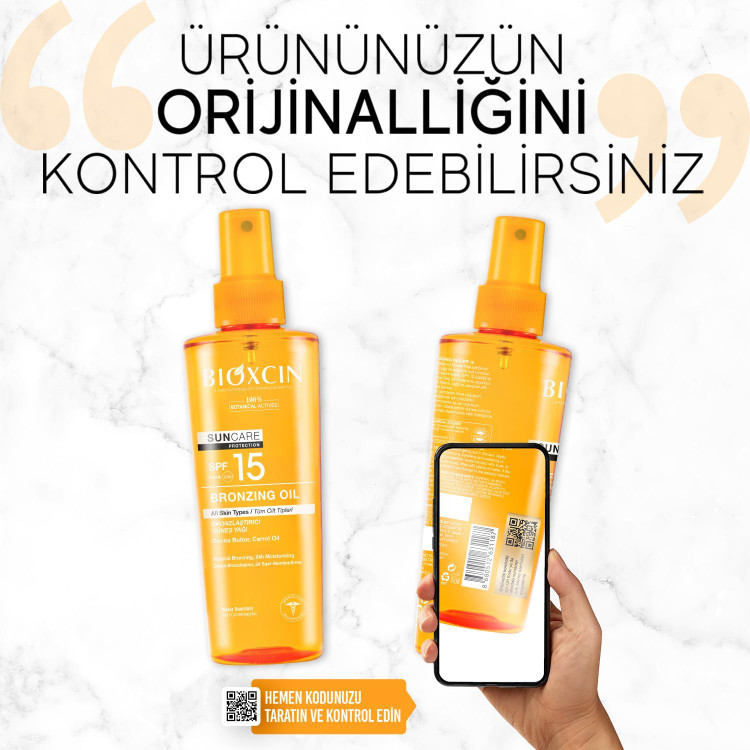 روغن برنزه کننده بدن بیوکسین Bioxcin با spf 15 مناسب انواع پوست حجم 200 میل