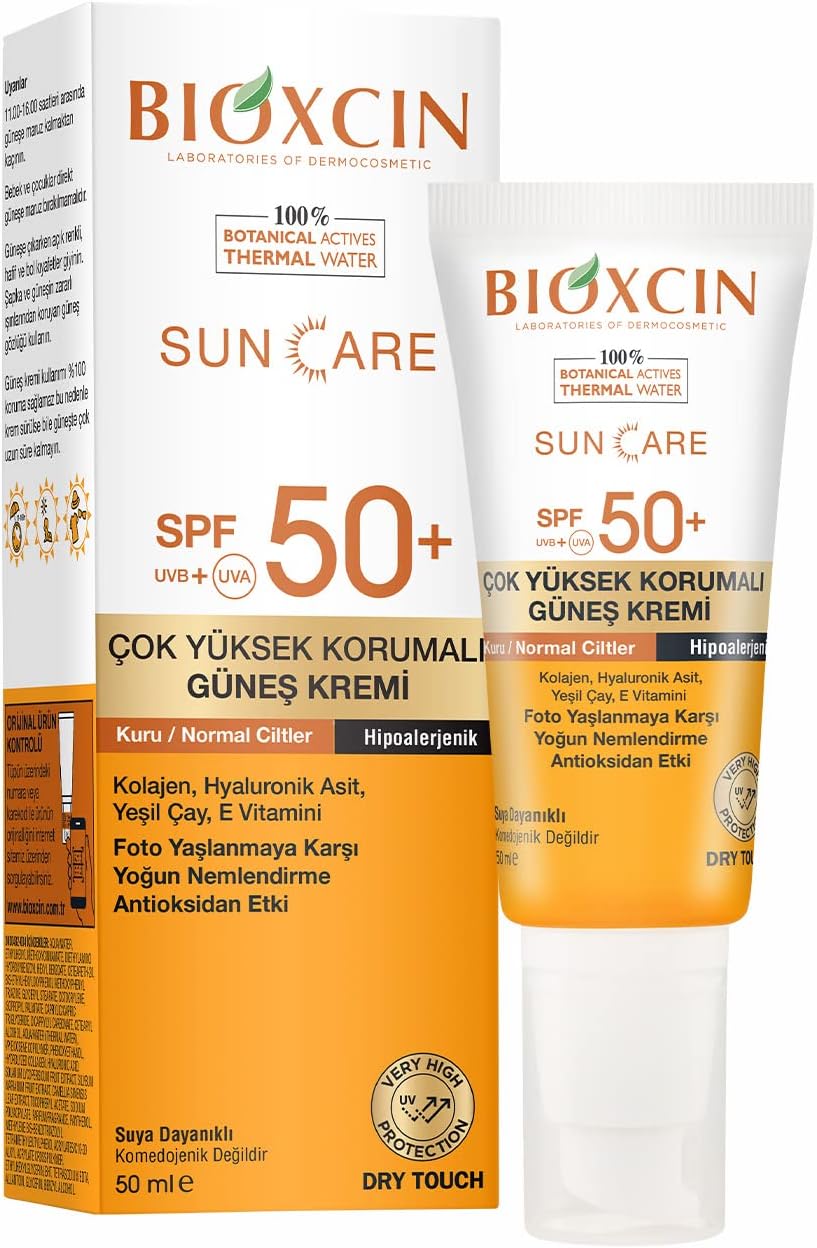 کرم ضد آفتاب بی رنگ بیوکسین Bioxcin برای پوست خشک و نرمال با spf50 حجم 50 میل