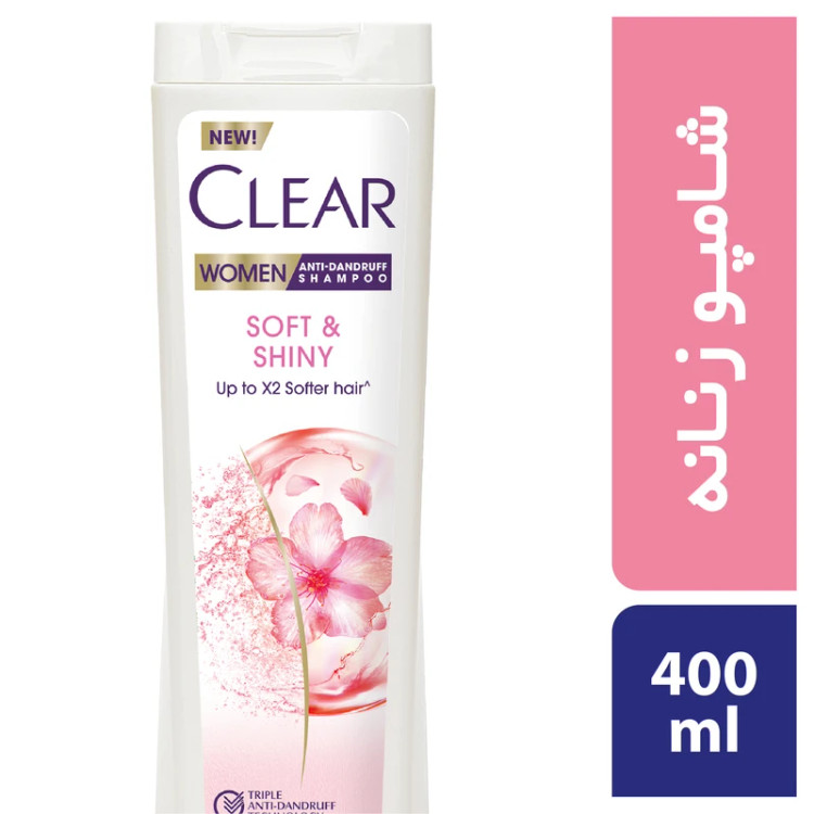 شامپو ضد شوره بانوان کلییر مدل Soft and Shiny حجم 400 میلیلیتر