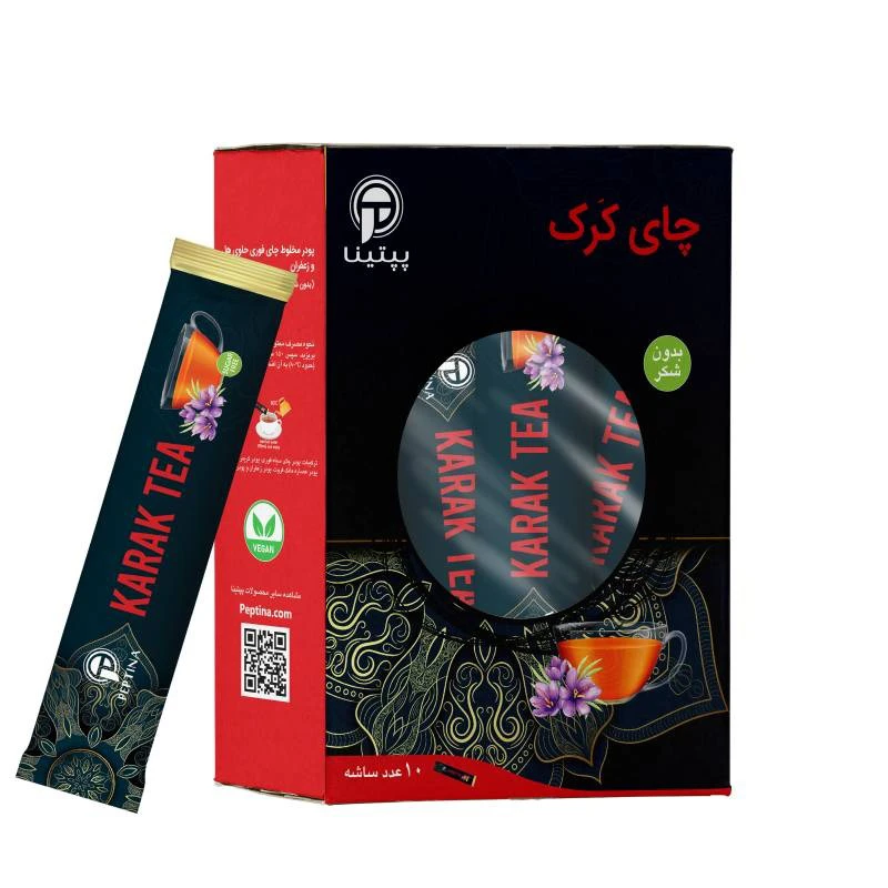 چای کرک زعفرانی بدون شکر و شیرین شده با استویا پپتینا بسته 10 عددی