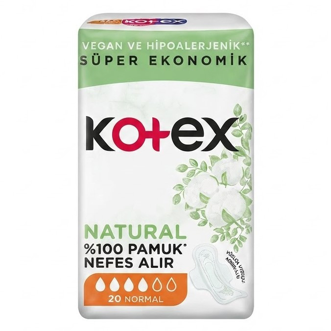 نوار بهداشتی کوتکس NATURAL مدل نرمال سایز متوسط بسته 20 عددی