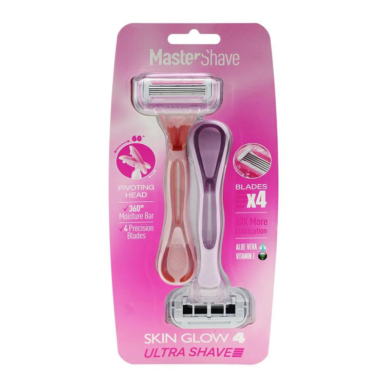 تیغ خودتراش 4 لبه مستر شیو مدل Skin Glow دو عددی