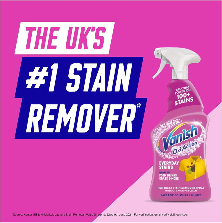 اسپری لکهبر لباس ونیش صورتی Vanish Oxi Action Multi Stain مخصوص لباسهای رنگ ۷۵۰ میل