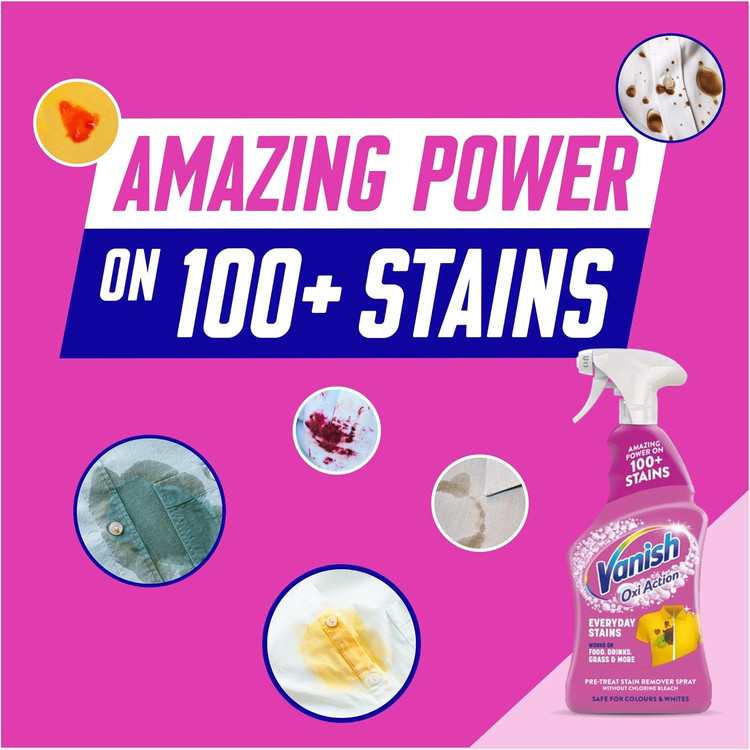 اسپری لکهبر لباس ونیش صورتی Vanish Oxi Action Multi Stain مخصوص لباسهای رنگ ۷۵۰ میل