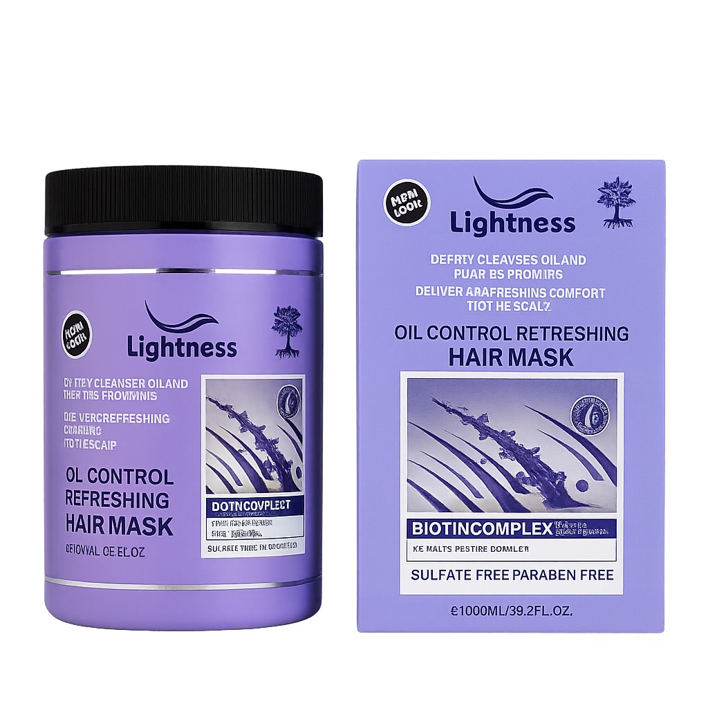 ماسک مو موهای چرب لایتنس حاوی بیوتین حجم 1000 میلی‌لیتر lightness Oil Control Refreshing