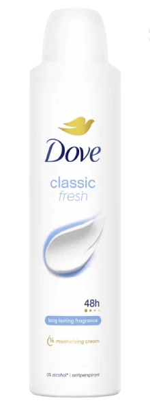 اسپری دئودورانت زنانه داو مدل CLASSIC FRESH حجم 250 میل
